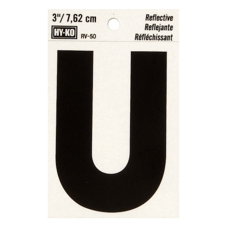 Hy-Ko 3In Reflective Letter U, 10PK B00471